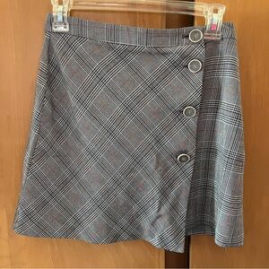 Zara Gray Plaid Mini Skirt with Buttons
